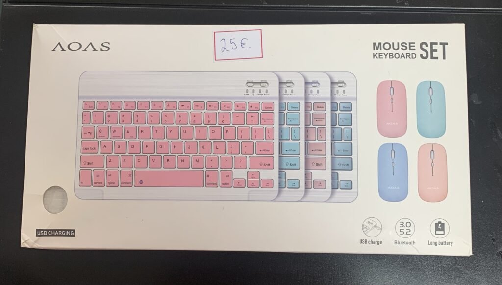 Teclado, inalámbrico, pequeño para PC color salmón